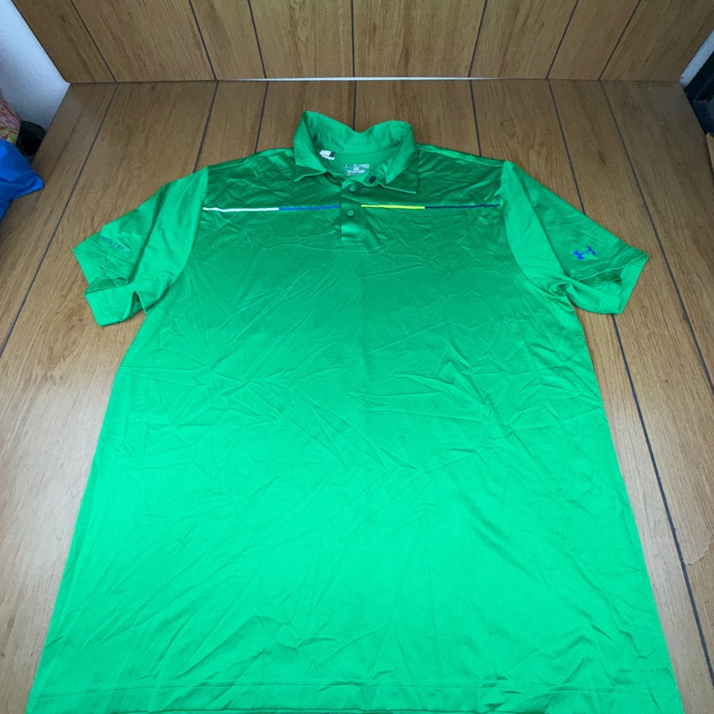 Under Armour HeatGear Golf‎ Polo Shirt Men's 2XL Loose Green Performance